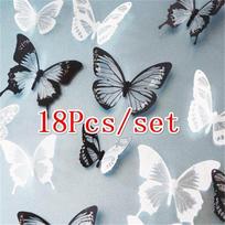 18vnt/rinkinys „Pasidaryk pats“ 3D drugelių sienų lipdukai Art Decal PVC drugeliai namų dekoravimui