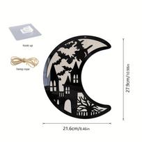 1 Pc Spooky Halloween Wooden Witch Bat Castle Acrylic Pendant - Great for Wall Decor, Party Decorations & Holiday Gifts Pack of 1