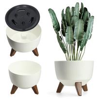 KADAX Flowerpot Flower Pot Cover + Insert Legs Flower Stand 24 cm balta