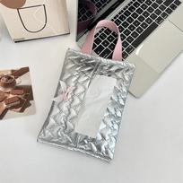 Silvery Bow Flip Cover Tissue Box Wet Wipes Case Car Hanging Bag Portable Paper Holder Removable Napkin Storage Case Home Decor gray