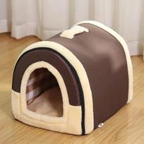 Pet Bed Foldable Dog House Kennel Soft Tent Indoor Enclosed Warm Plush Sleeping Nest Basket with Removable Cushion For Cats Dogs M 45x38x36cm