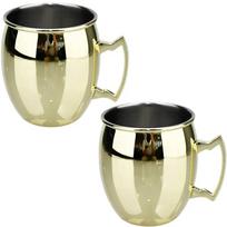 2 vnt. Naujas kokteilių vyno taurė Maskvos Mule puodelis Nerūdijančio plieno Kalta vario dengta 550ML Alaus puodelis Baro indai 500ml beige
