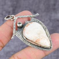 Scolecite, White Topaz Handmade 925 Sterling Silver Pendant 2.37  A8u44