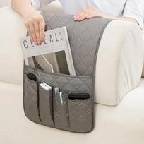 Sofa Armrest Organizer 5 Pockets Cup Holder Tray Couch Storage Bag for Remote Phone Books Blankets Hanging Armchair Accessories pilka spalva