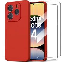 Case for Xiaomi Redmi Note 14 5G (not for 4G), Red TPU + 2 Tempered Glass - EFConnection®