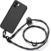 Xiaomi Redmi A1-A2 Cord Case Shockproof Silicone Black with Removable Gray Cord