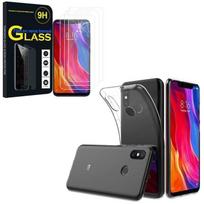 Coque silicone gel - VCOMP - Xiaomi Mi 8 - UltraSlim - Transparent - 3 Films Verre Trempé