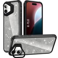 Case for iPhone 16 Plus, Shockproof Anti-Scratch Shiny Translucent Protection with Lens Protection - Black