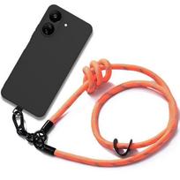 Coque Cordon pour Xiaomi Redmi 13C, Antichoc Noir avec Cordon Robuste Orange