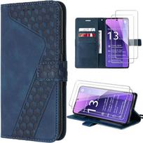 Case for Xiaomi Redmi Note 13 Pro+ 5G - Note 13 Pro Plus 5G, Protection in Navy Blue Synthetic Leather + 2 Tempered Glasses