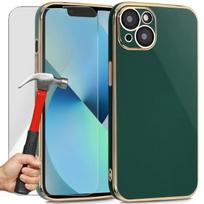Coque de Protection - E.F.CONNECTION - pour iPhone 13 - Vert nuit - Souple - Antichoc - 2 Verres Trempés