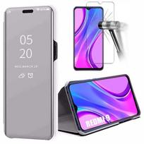 Coque pour Redmi 9(6,53 ) avec Verre Trempédesign Tendance Effet Miroir Anti Choc E Solide Argente