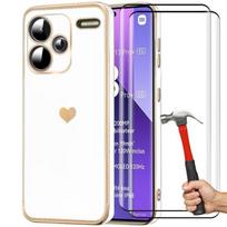 Case - E.F.CONNECTION - For Xiaomi Redmi Note 13 Pro+ 5G - Shockproof TPU - Love Heart Pattern - 2 Tempered Glasses