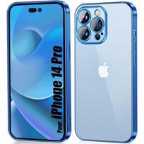 Case - E.F.CONNECTION - for iPhone 14 Pro - Silicone TPU - Transparent - Blue Outline