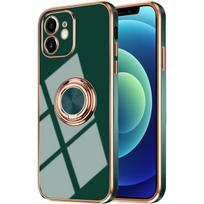 Protective Case - E.F.CONNECTION - for iPhone 12 - Soft TPU - Gold Edge - Night Green