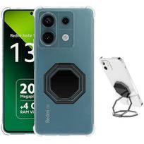 Coque - E.F.CONNECTION - Pour Xiaomi Redmi Note 13 Pro 5G - Silicone Transparent - Support Rotatif - 4 Airbags