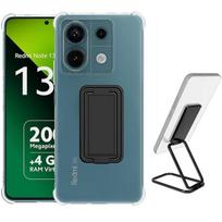 Coque Silicone - E.F.CONNECTION - Pour Xiaomi Redmi Note 13 Pro 5G - Transparent - Antichoc - Support Ajustable Métal