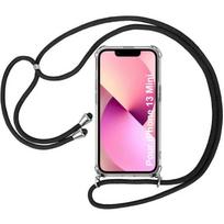 Protective Case for iPhone 13 Mini - E.F.CONNECTION - Flexible - Reinforced Corner Anti-Scratch - Black Lanyard