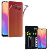 Case and Protective Films - VCOMP - Xiaomi Redmi 8A - UltraSlim Silicone Gel - Transparent - 2 Tempered Glass