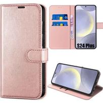 Coque - Efconnection - pour Samsung Galaxy S24 Plus - Effet Cuir - Élégant - Fermeture Magnétique - Rose