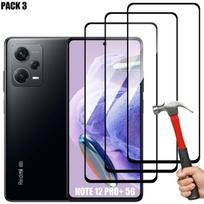 Verre Trempé Intégral pour Xiaomi Redmi Note 12 Pro+ 5G, Pack de 3 Vitres Noir Anti-Rayures