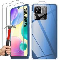 Coque Silicone pour Redmi 10A + 2 Verres Trempés et 2 Protections Caméra Arrière
