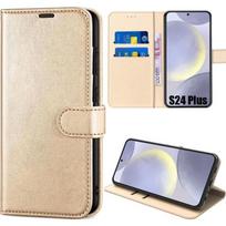 Case - E.F.CONNECTION - For S24 Plus - Golden Leather Effect - Magnetic Closure - Semi-rigid