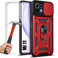 Coque + Verres Trempés - Xiaomi - Mi 11 - Rouge - Rigide - Anti-rayure