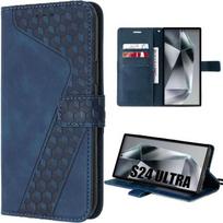 Case - Efconnection - for Samsung Galaxy S24 Ultra - Synthetic Leather - Navy Blue - Mosaic Pattern