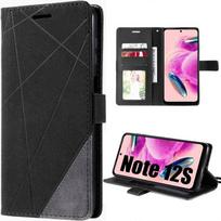 Coque pour Xiaomi Redmi Note 12S - E.F.Connection - Etui Rétro Magnétique - Cuir PU - Antichoc - Noir