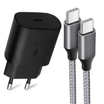 Chargeur USB-C 25W - E.F.CONNECTION - Câble Nylon 1M - Compatible iPhone 15 - Charge rapide