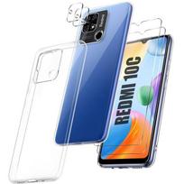 Silicone Case - E.F.CONNECTION - for Xiaomi Redmi 10C - Set of 2 Tempered Glass and Rear Camera Protectors - Transparent