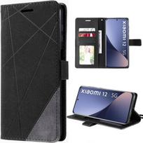 Case for Xiaomi 12-12X - Magnetic Closure Leather Effect Solid Elegant Black