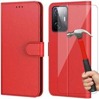 Coque Rouge en Cuir Souple Anti Rayure Anti-Choc + Lot 2 Verres Trempés pour Xiaomi 11T 5G/11T Pro 5G