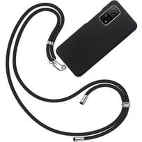 Case For Xiaomi 10T (6.67  ) Solid Color Soft Shockproof Anti-Scratch Silicone Included Universal Neck Strap Black