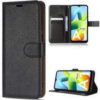 Case for Xiaomi Redmi A1/A2 Black Anti Scratch Card Holder Soft PU Leather 360 Degree