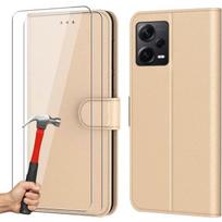 Case for Redmi Note 12 Pro 5G - E.F.CONNECTION - Golden Wallet - Full Protection - 2 Tempered Glasses