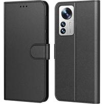 Case - E.F.CONNECTION - for Xiaomi 12 Pro - Leather Effect - Magnetic Closure - Black