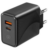 30W Fast Wall Charger - Samsung - M52 5G - 2 Ports - USB-C PD 20W - QC 3.0 - Black