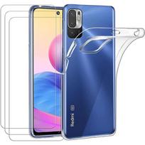 Case for Xiaomi Redmi Note 10 5G - Transparent - Flexible - Tempered Glass Screen Protector - Pack of 3