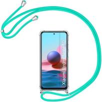 Case for Redmi Note 10 4G (6.43 ) Anti-Shock Reinforced Corners Transparent Anti-Scratch Flexible + Green Lanyard