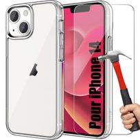 Silicone Case - for iPhone 14 - Transparent - Flexible - 2 Tempered Glasses Included - Reliable Protection