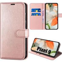 Case for Google Pixel 9, Flap Protection Anti-Scratch Shockproof Soft Synthetic Leather - Pink