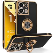 Case - E.F.CONNECTION - For Xiaomi Redmi Note 13 5G - Shockproof Silicone - 360° Rotating Stand - Black