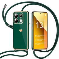 Case - E.F.CONNECTION - For Xiaomi Redmi Note 13 5G - Shockproof - Hybrid Silicone - Heart Pattern - Night Green