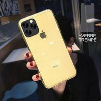 Case - E.F.CONNECTION - for iPhone 12 Pro Max - Flexible - Semi-Transparent Yellow - 2 Tempered Glasses