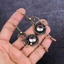 White Topaz Handmade Copper Wire Wrap Jewelry Earring 3.86  A0e95