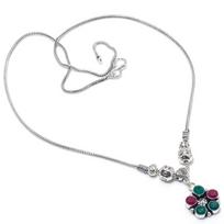 Kashmir Ruby,Emerald(Simulated) Gemstone Handmade Gift Necklace 18  H2M81