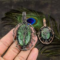 Ruby in Zoisite  Handmade Copper Wire Wrap Jewelry Pendant 3.31  K2u65