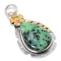 Ruby in Zoisite  Ethnic 925 Silver Two Tone Pendant 2.56  D4q84